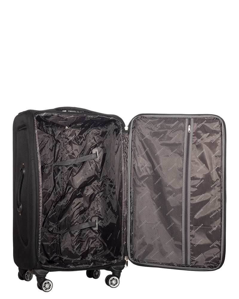 Victoria Collection Black Set(20/26/28/30") Suitcase Lock Spinner Soft