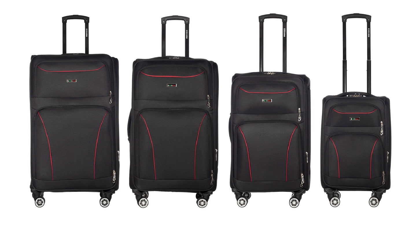 Victoria Collection Black Set(20/26/28/30") Suitcase Lock Spinner Soft