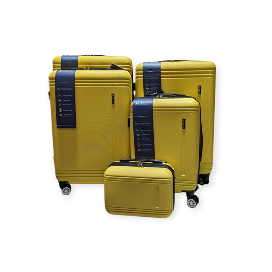 Elegant Collection Yellow Luggage 5 Piece Set (Beauty case /20/26/28/30") Suitcase Lock Spinner