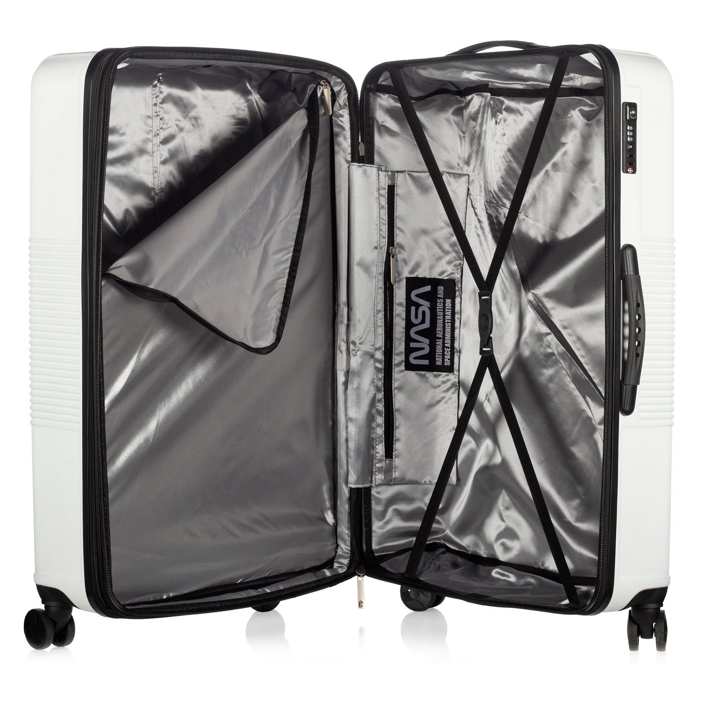 Nasa Orvit Collection White Luggage (22/26/30") Suitcase Lock Spinner Hardshell