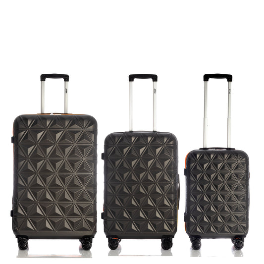 Cosmos Collection Black Luggage 3 Piece Set (21/25/29") Suitcase Lock Spinner Hardshell