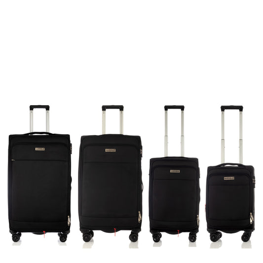 In Heaven Collection Black Luggage 4 Piece Set (18/20/26/30") Suitcase Lock Spinner Soft