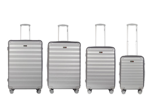 King Collection 4pc Silver luggage (20/26/28/30") Suitcase Lock Spinner Hard