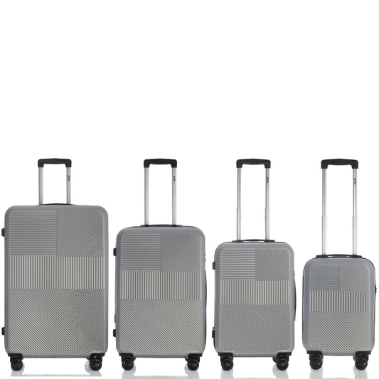 Vita Collection Silver Luggage 4 Piece Set (18/22/26/30") Suitcase Lock Spinner Hardshell