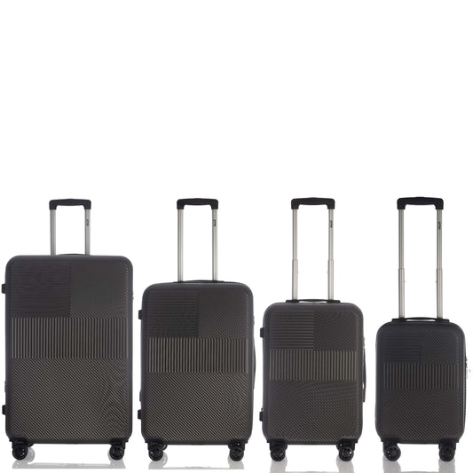 Vita Collection Black Luggage 4 Piece Set (18/22/26/30") Suitcase Lock Spinner Hardshell
